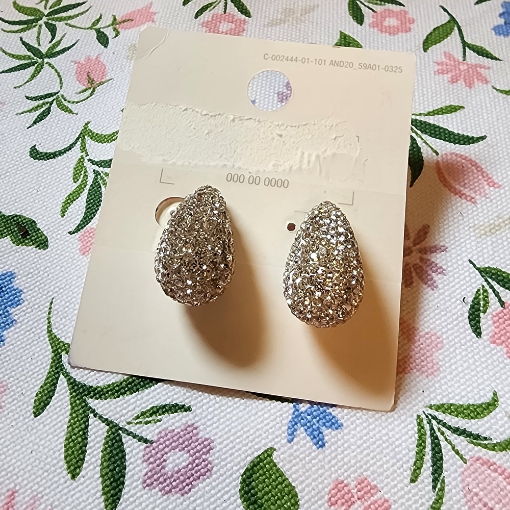 a new day Silver Crystal Teardrop Stud Earrings